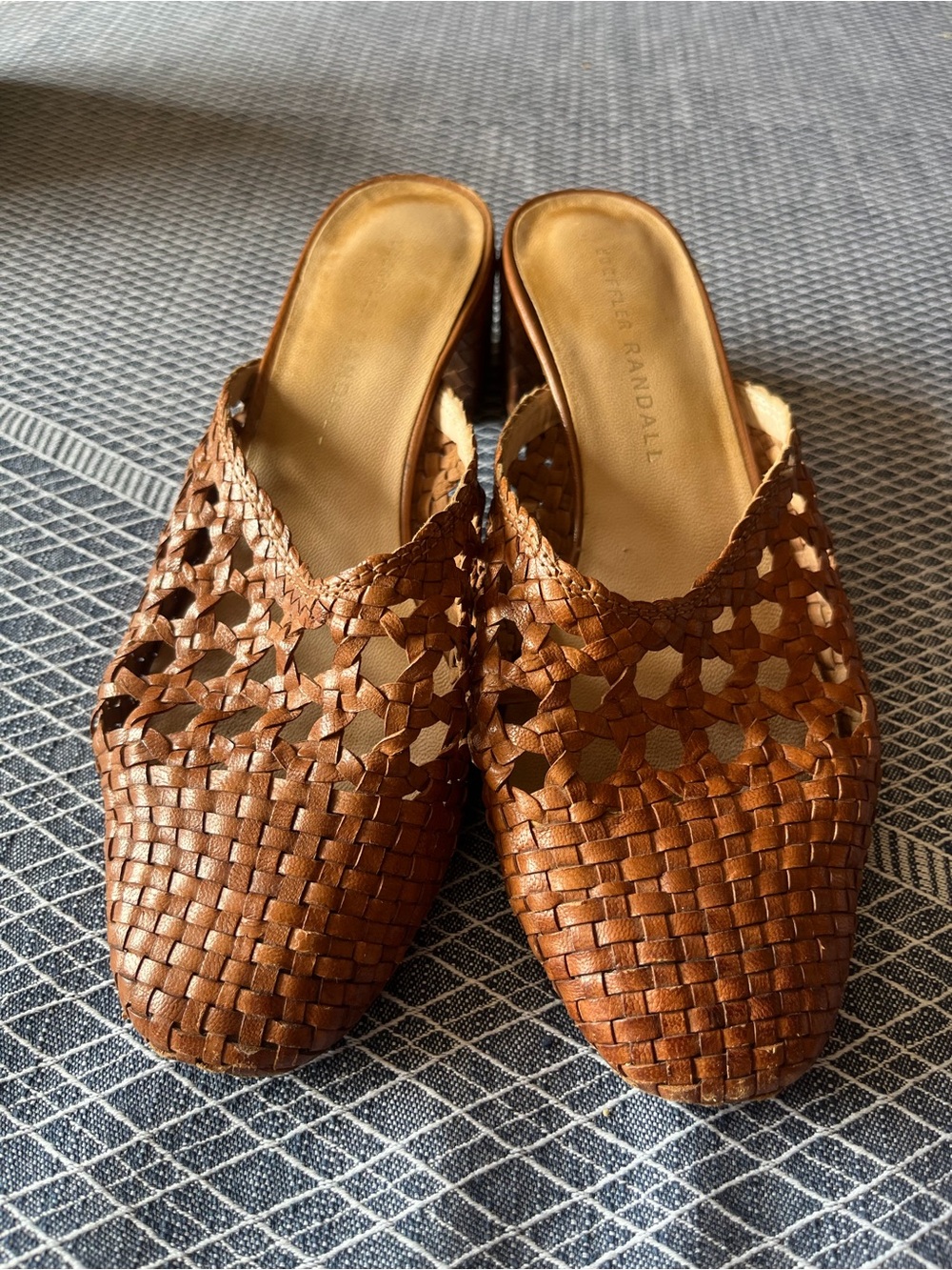 Loeffler Randall Woven Leather Mules in Brown